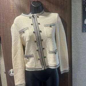 Vintage  St. John Collection Cream Blazer with Black Trim Marie Gray collection